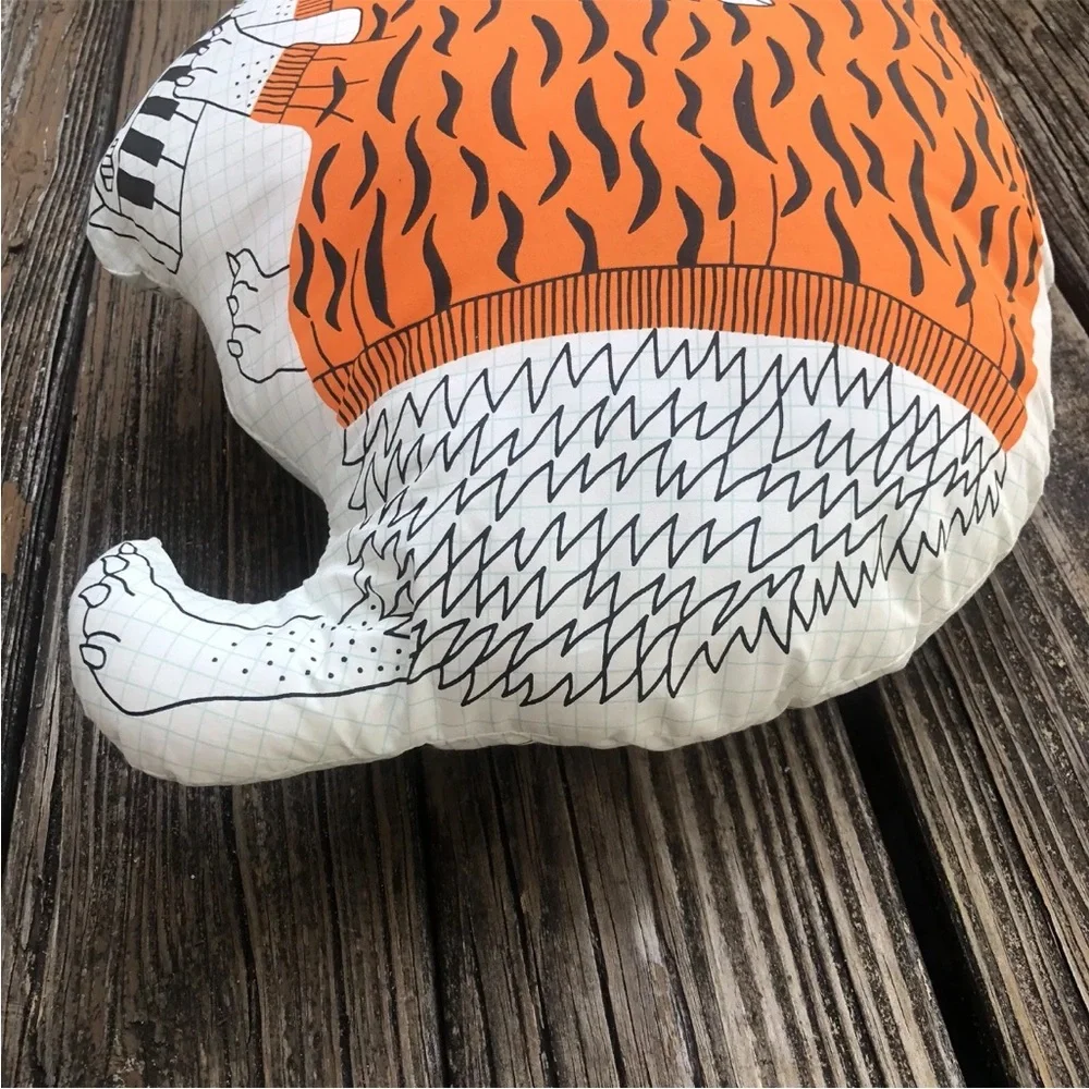 IKEA Thorine Hedgehog Pillow Playing Keyboard Piano Plush 17x12 Orange Black NEW